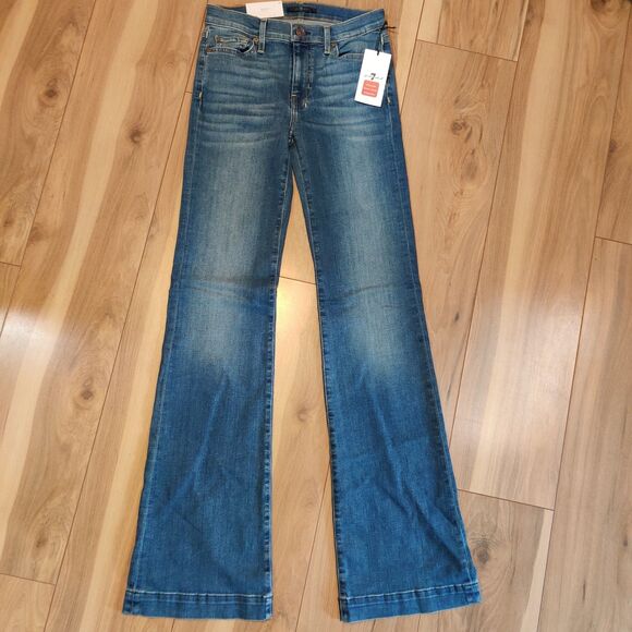 7 FOR ALL MANKIND DOJO Original Trouser Jeans 27 Stretch Wash ABLM Cotton Blend - Picture 1 of 16